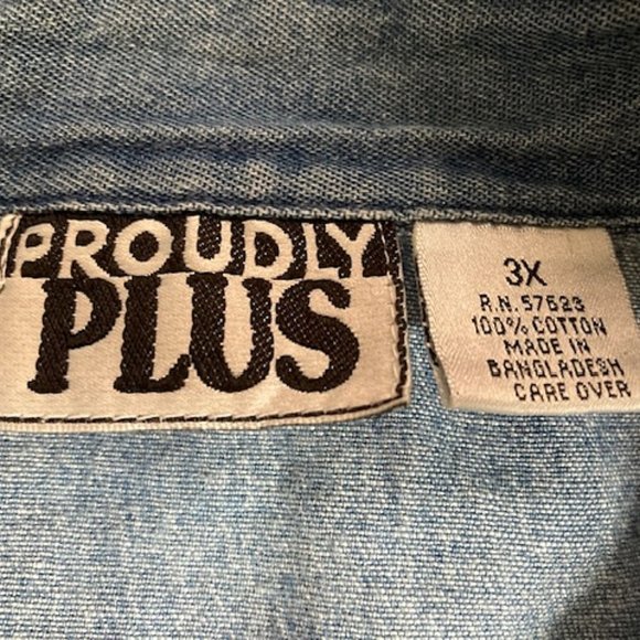 Proudly Plus Denim Button Down Snirt 3X - Picture 5 of 5